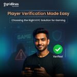 Smiling man holding a phone with a “Verified” checkmark, representing KYC solution for gaming.